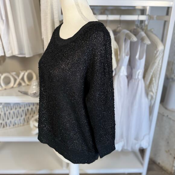 Liz Claiborne Women's Size S Black Metallic Scoopneck Pullover Sweater #3429 - Picture 3 of 8